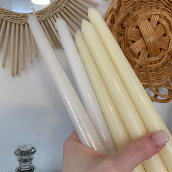 Vintage White Tapered Crystal Candlestick Set Boho - Picture 8 of 8